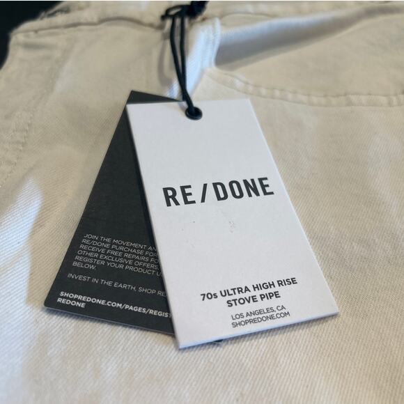 NWT RE/DONE 70s Ultra High Rise Stove Pipe Jeans – White, Size 32 (33” Inseam) - Picture 2 of 11